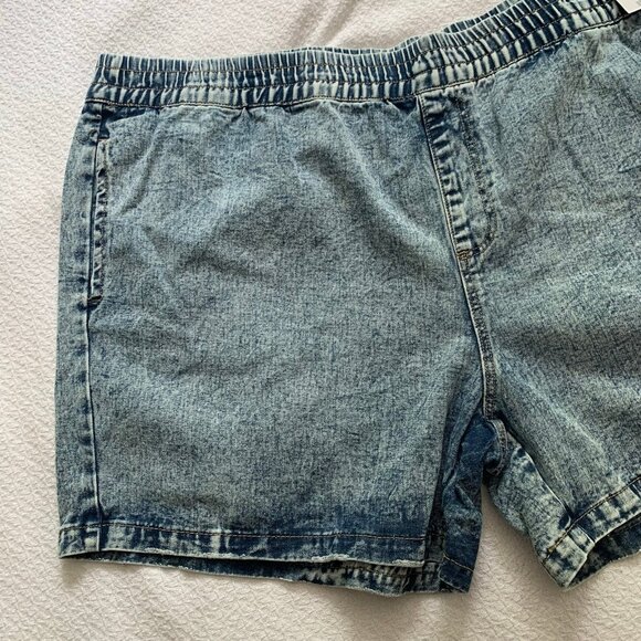 NEW Terra & Sky acid washed pull on elastic waist high rise slouchy short - Picture 2 of 9
